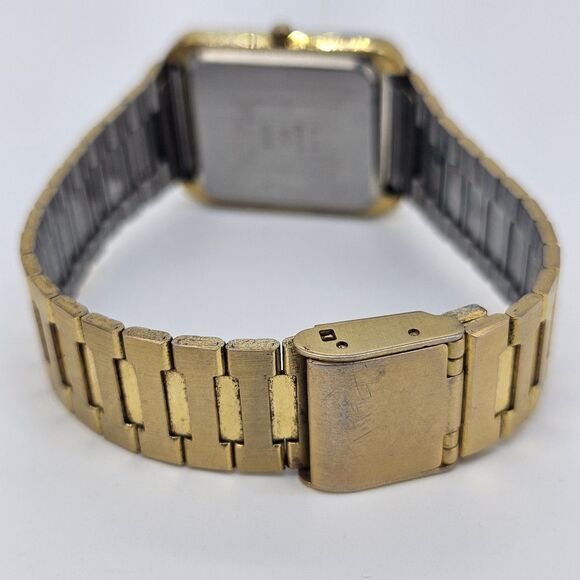 Elgin Women\'s Watch 26MM Black Gold Dial Gold Bracelet Band Up to 7\
